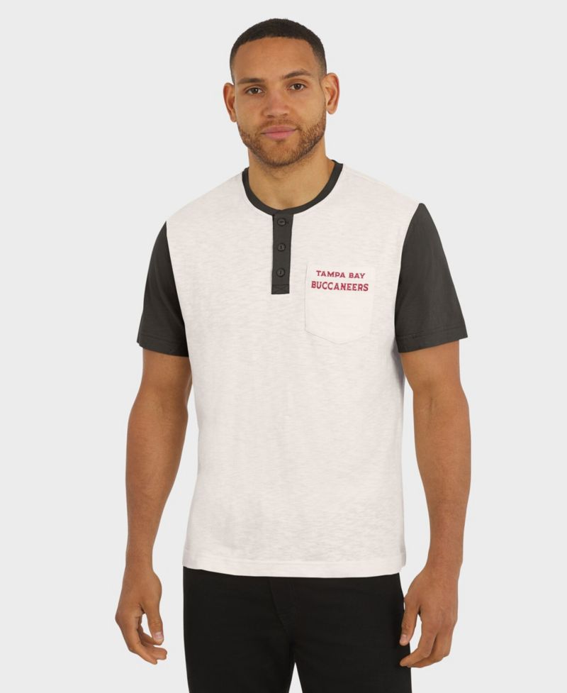 Men's Darius Rucker Collection by Cream Tampa Bay Buccaneers Henley Color Block Slub Pocket T-Shirt