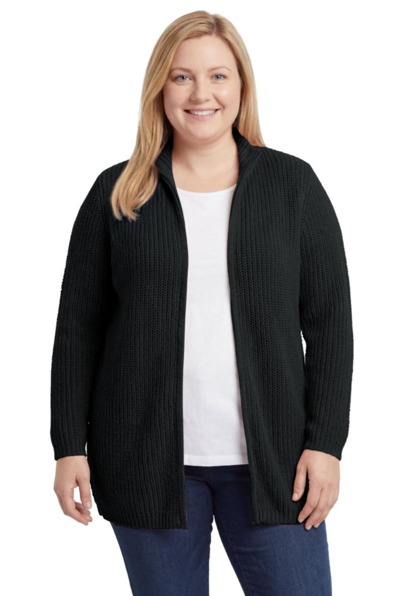 Plus Size Within Zip Front Shaker Cardigan Sweater