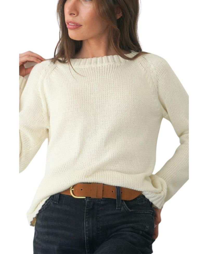 Women's Cotton Sloane Crewneck Pullover Sweater in Oat