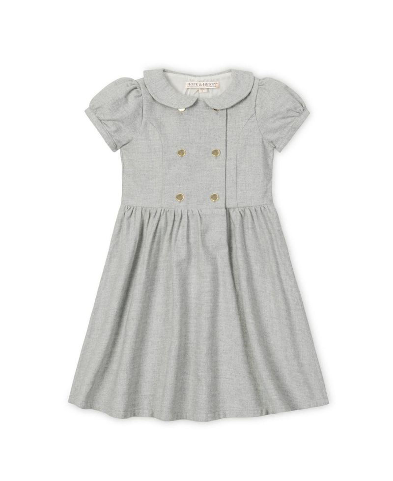 Big Girls Hope and Henry Organic Double Breasted Flannel Dress with Collar