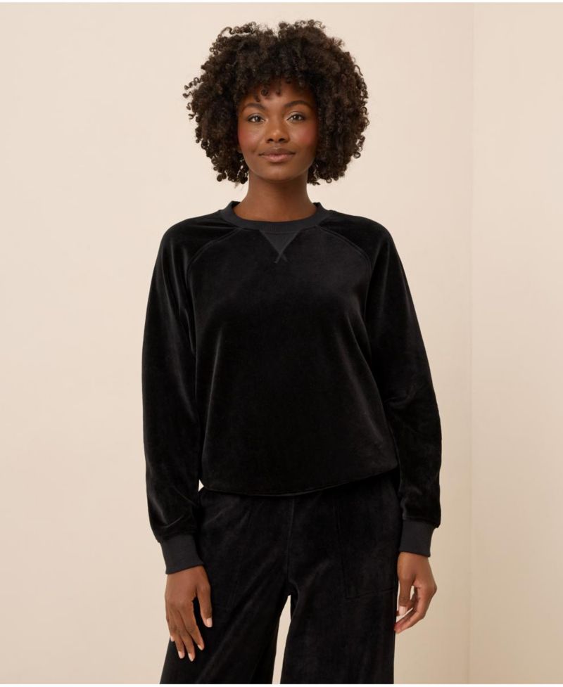 Women's Cotton Velour Crew Pullover Sweatshirts.
