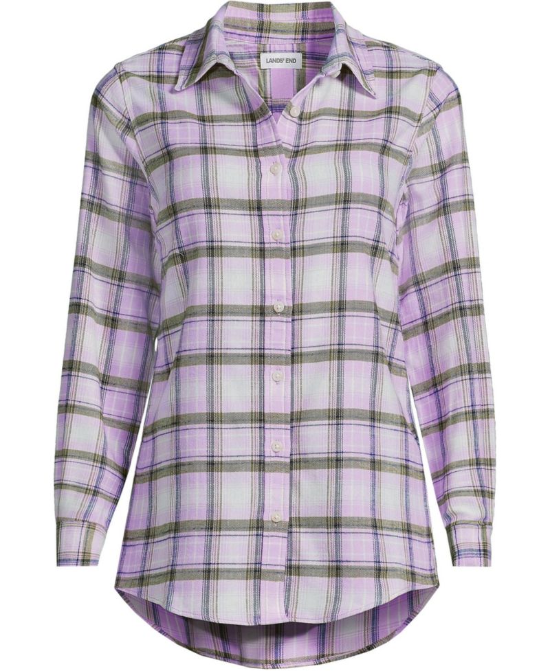 Plus Size Flannel Boyfriend Long Sleeve Shirt