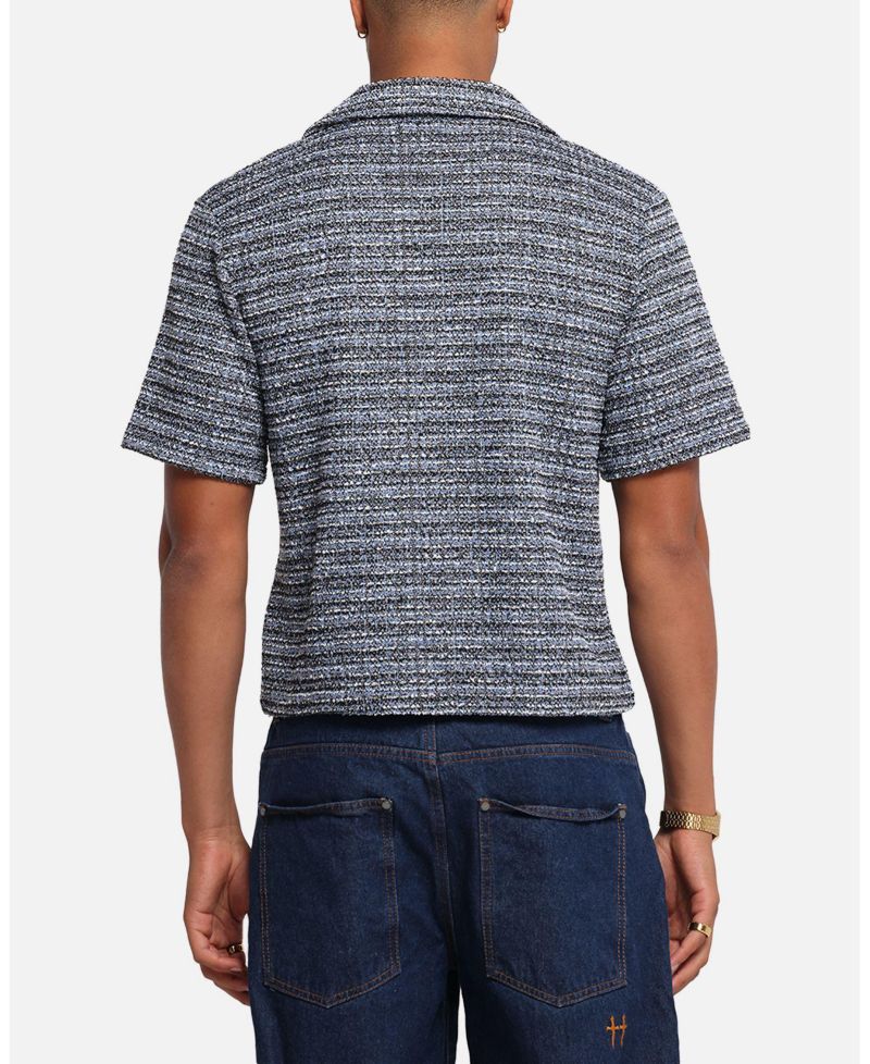 Men's Boucle Tweed Crop Button Up Shirt