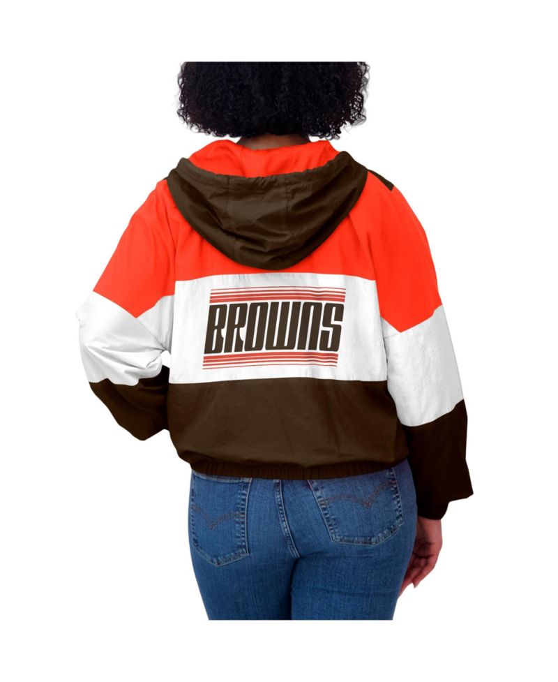 Women's Brown Cleveland Browns Color Block Full-Zip Windbreaker Jacket