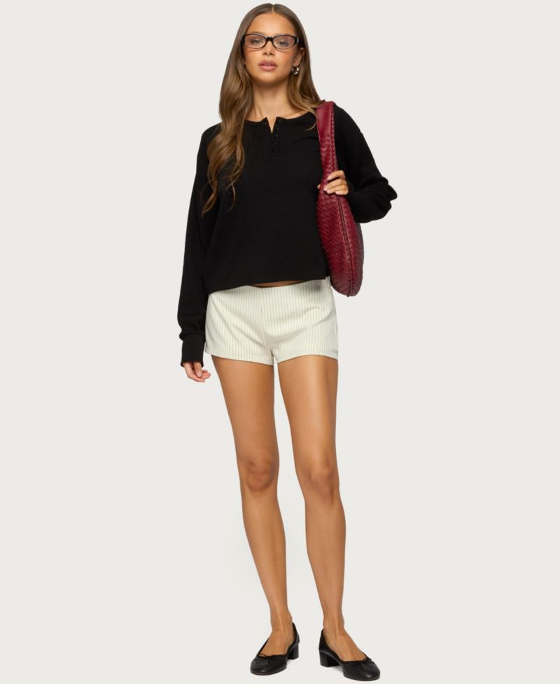 Women's Deni Long Sleeve Henley Waffle Top