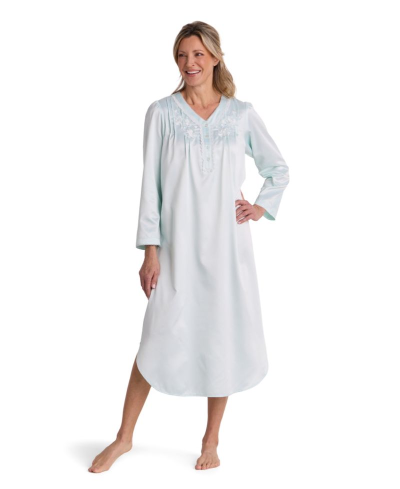 Women's Brushed-Back Satin Long-Sleeve Gown