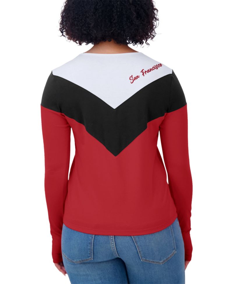 Women's Scarlet/Black San Francisco 49ers Plus Size Chevron Tri-Blend Long Sleeve T-Shirt