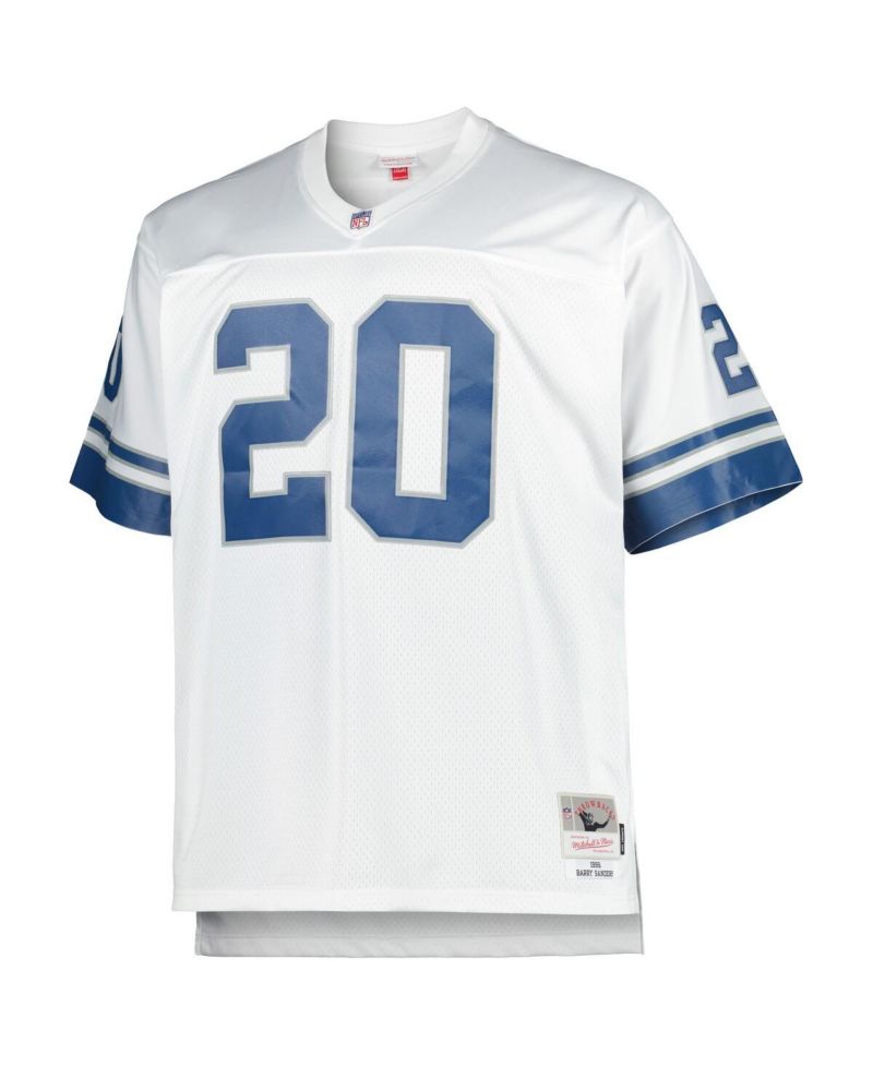 Men's Barry Sanders White Detroit Lions Big and Tall 1996 Retired Player Replica Jersey