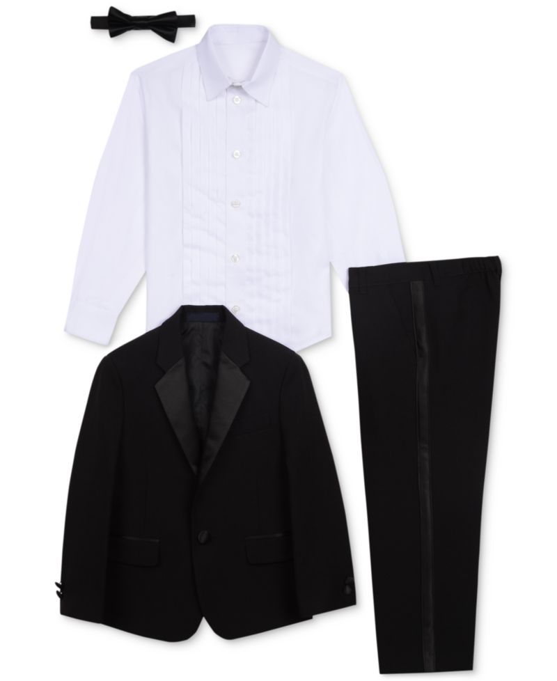 Boys' 2T-10 Tuxedo Long-Sleeve Shirt, Suit, Pants & Bowtie, 4-Piece Set