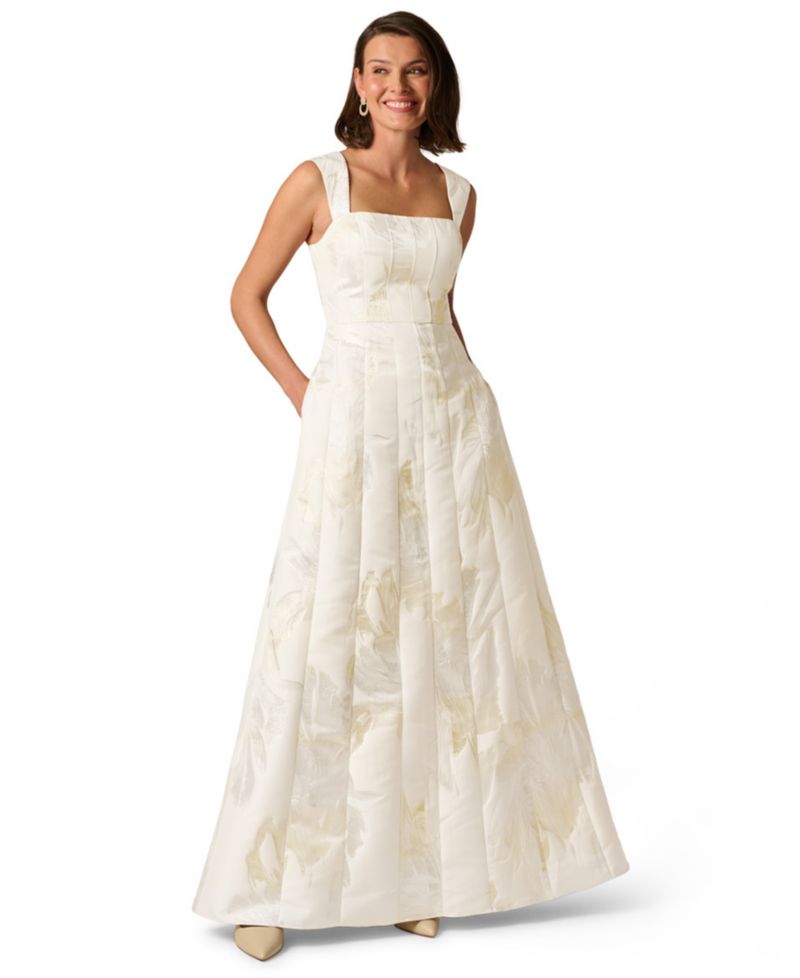 Women's Metallic Square Neck Ball Gown