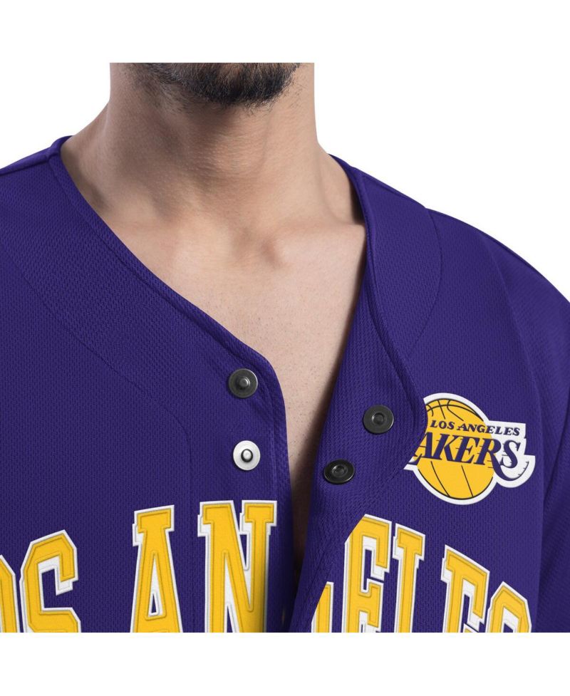 Men's Purple Los Angeles Lakers Adaptive Star Player Fashion Baseball Jersey