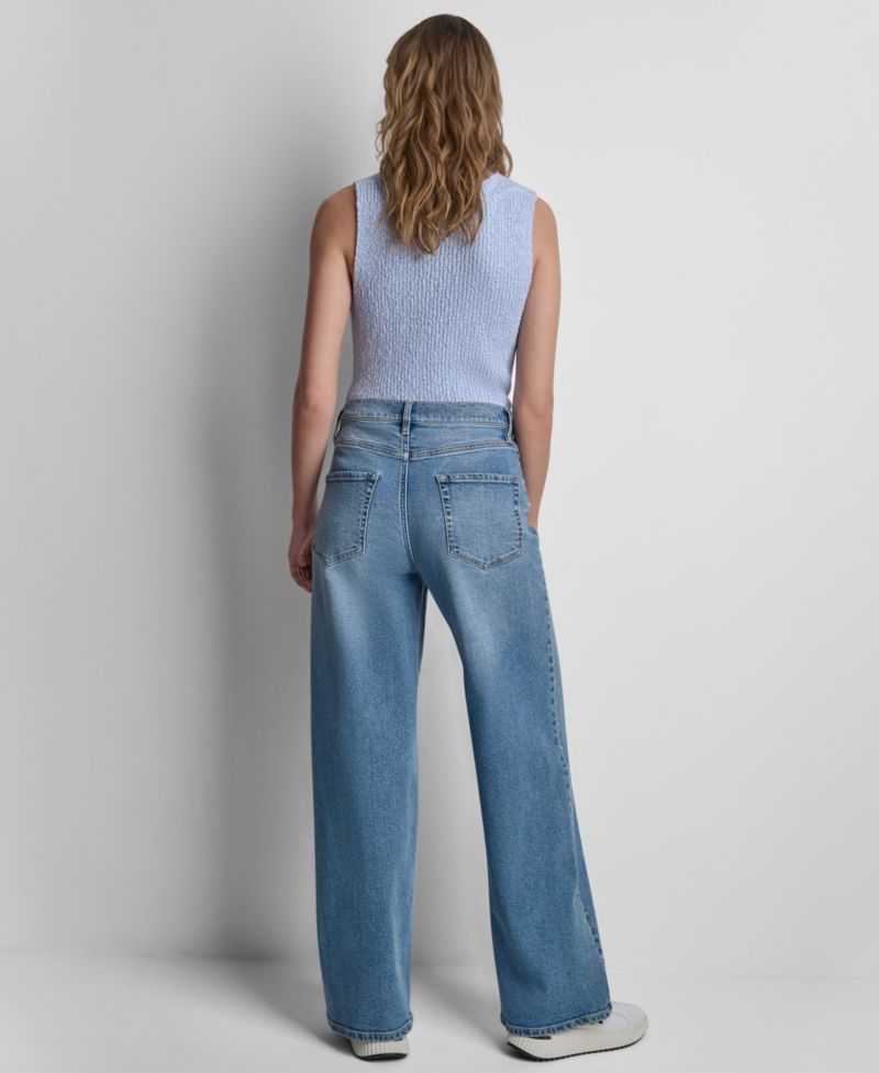 Women's High-Rise Wide-Leg Outseam Studs Jeans