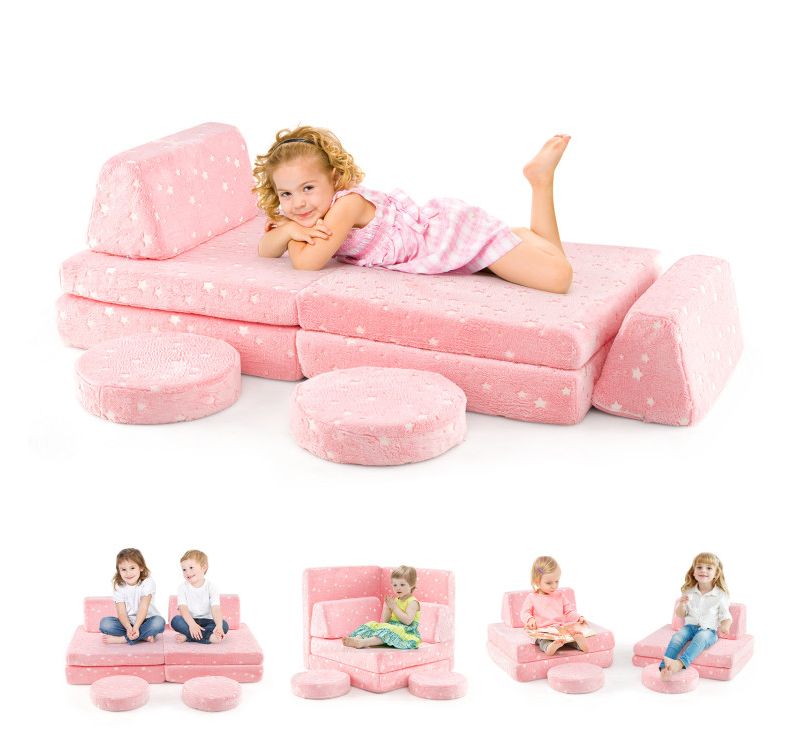 Modular Kids Play Couch Set Glow-in-the-Dark with Portable Handles Fun and Versatile Seating for Toddlers