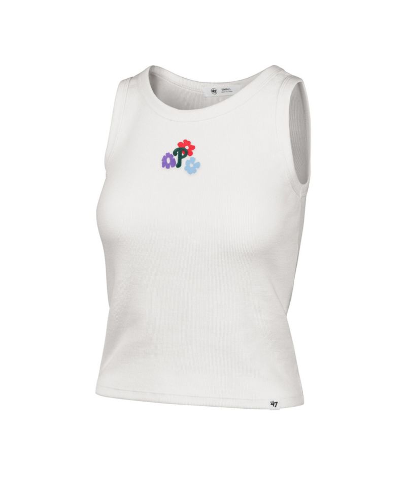 Women's Cream Philadelphia Phillies Floral Logo Ribbed Baby Tank Top