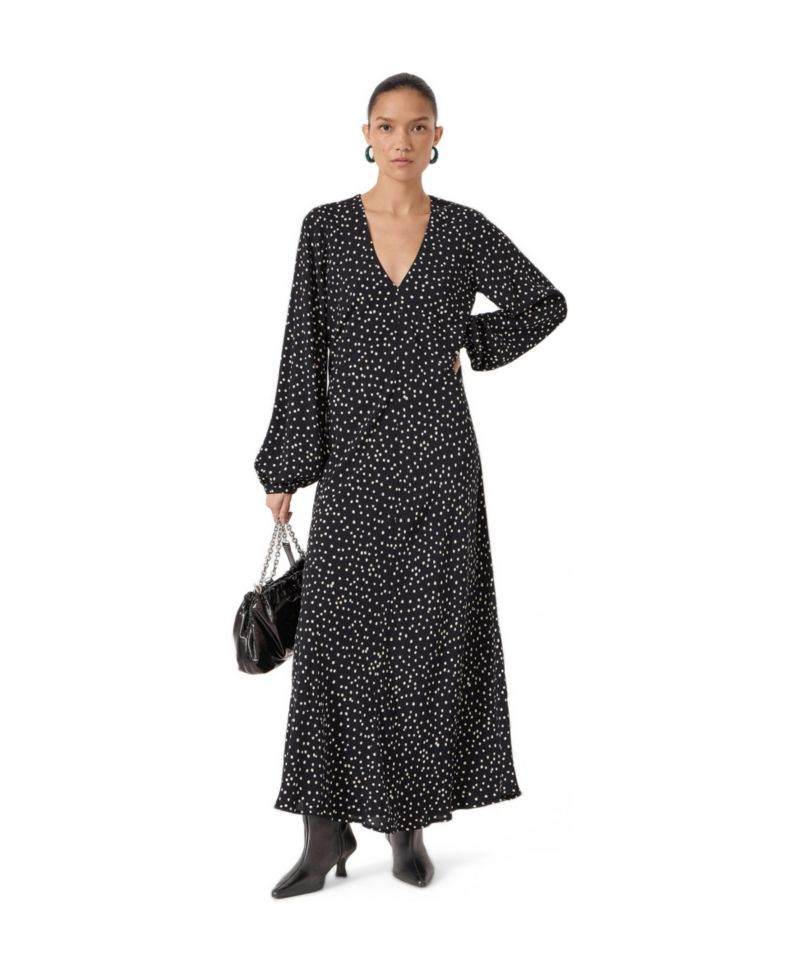Women's V-Neck Long Sleeve Crepe Dress