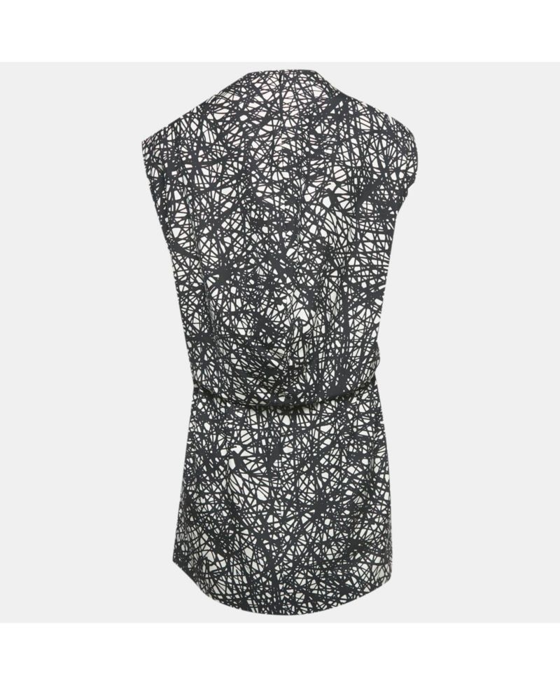Women's Monochrome Scribbled Noise Print Silk Mini Dress