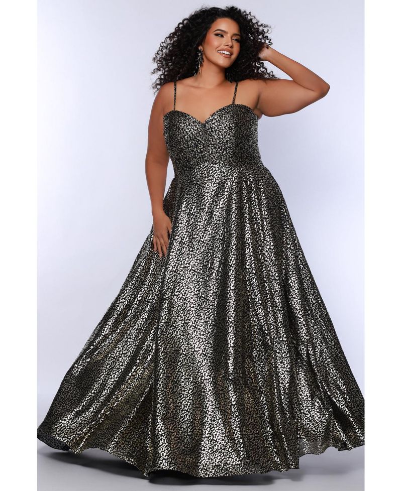 Women's Animal Print Spaghetti Strap A-Line Gown