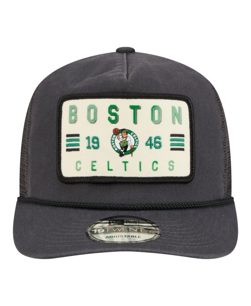Men's Charcoal Boston Celtics Washed Patch 19TWENTY Adjustable Trucker Hat