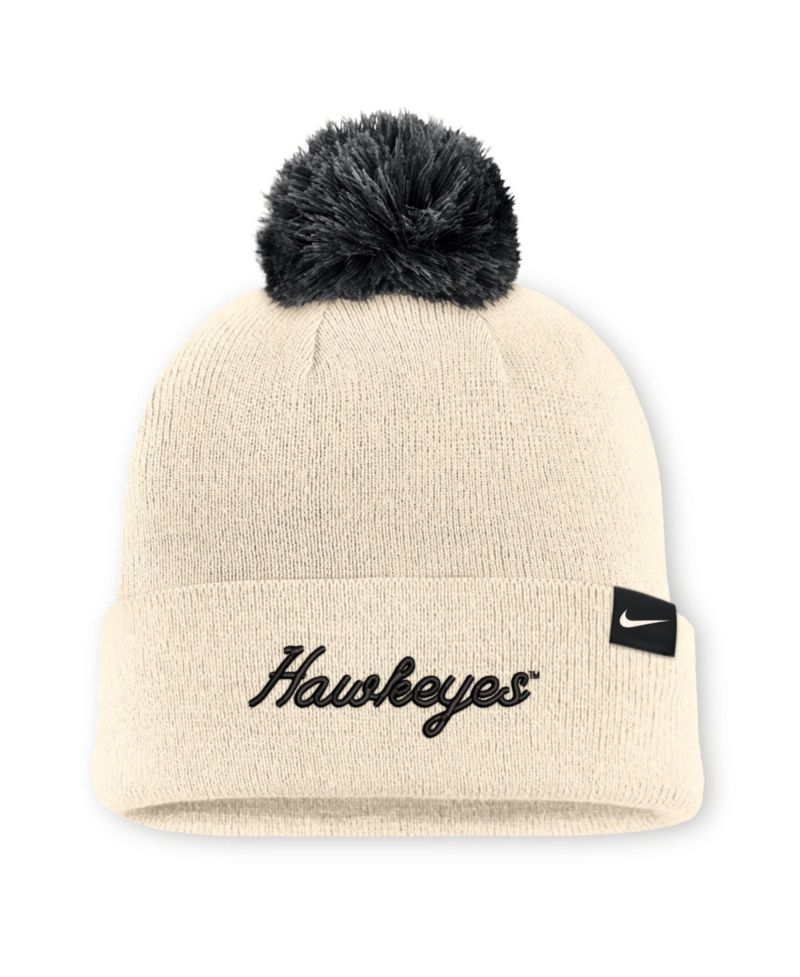 Men's and Women's Natural Iowa Hawkeyes Campus Prep Script Cuffed Knit Hat with Pom