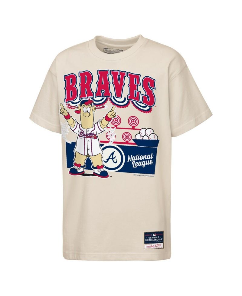 Big Boys and Girls Cream Atlanta Braves Step Back Up Mascot T-Shirt