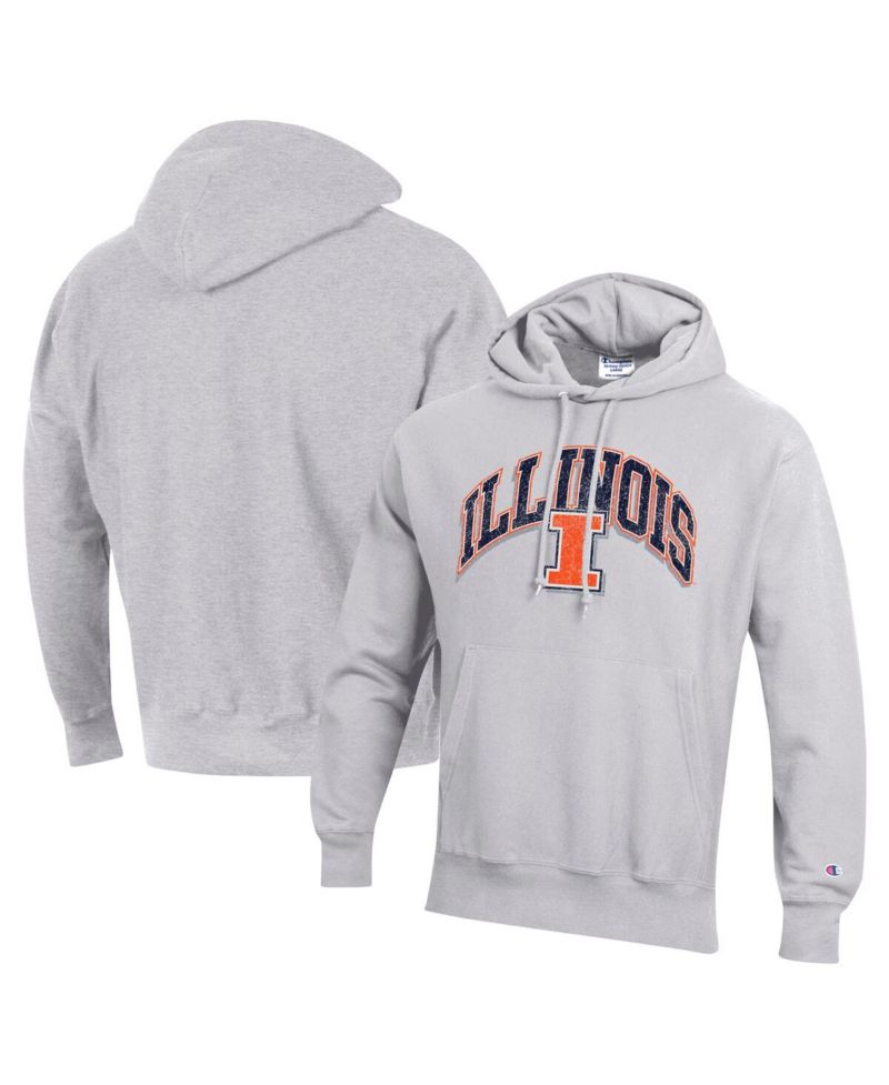 Men's Gray Illinois Fighting Illini Vault Late Night Reverse Weave Pullover Hoodie