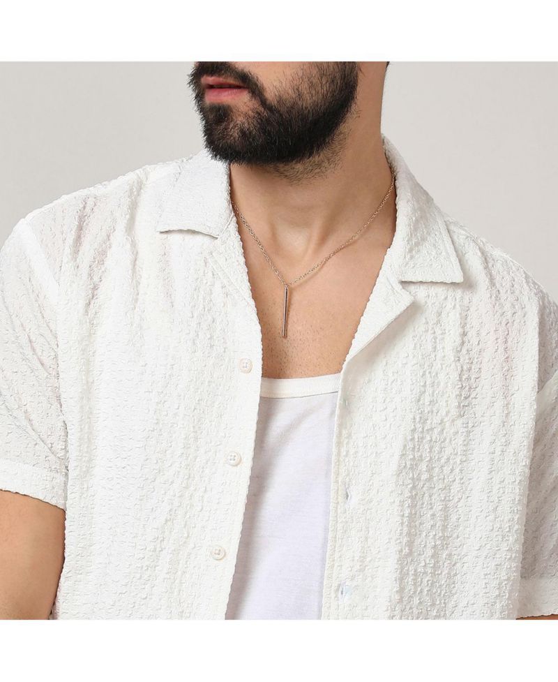 Men's Chalk White Micro Creased Shirt
