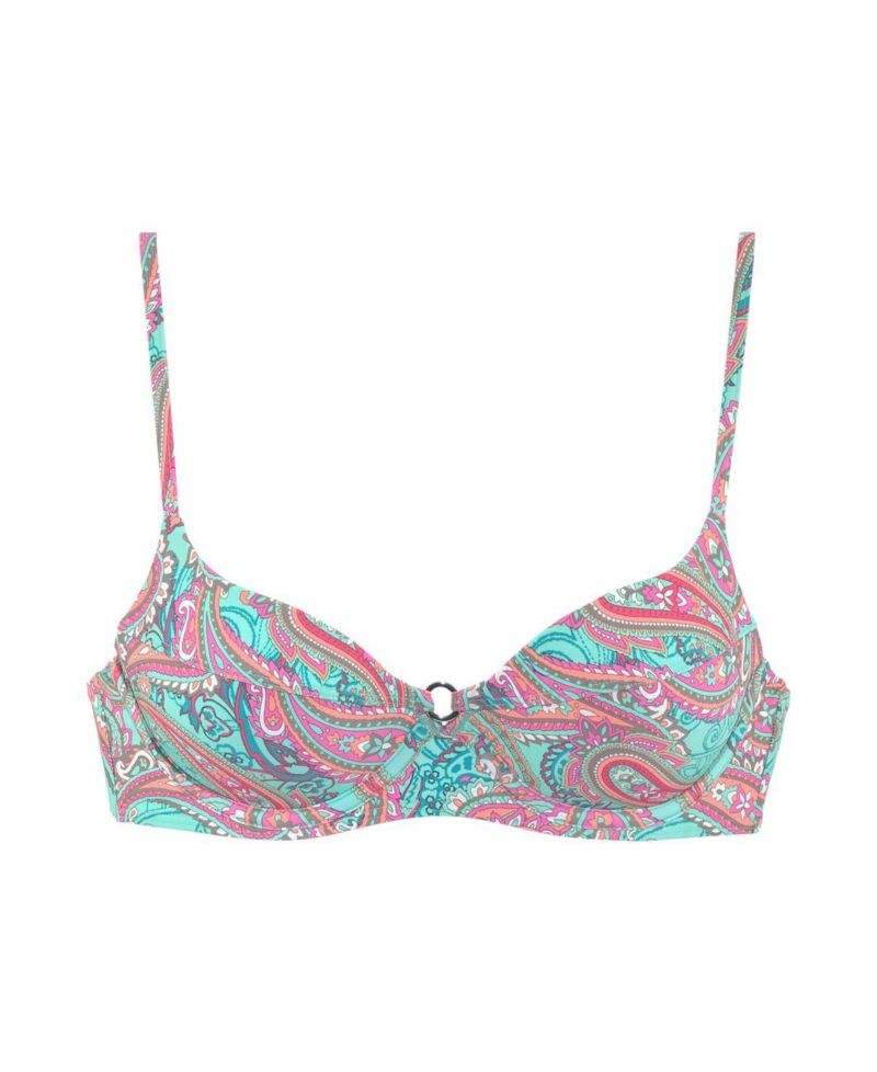 Women's Color-Block Ring Detail Removable Pads Underwire Bikini Top