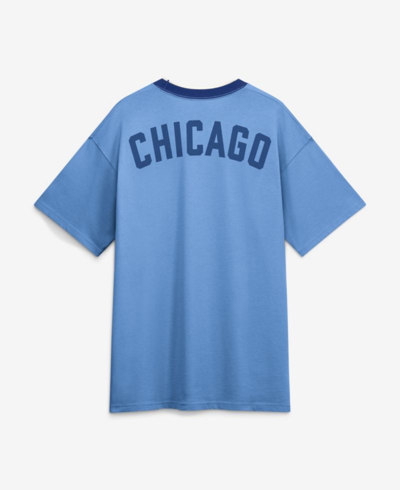 Men's Light Blue Chicago Cubs Cooperstown Collection Ringer T-Shirt