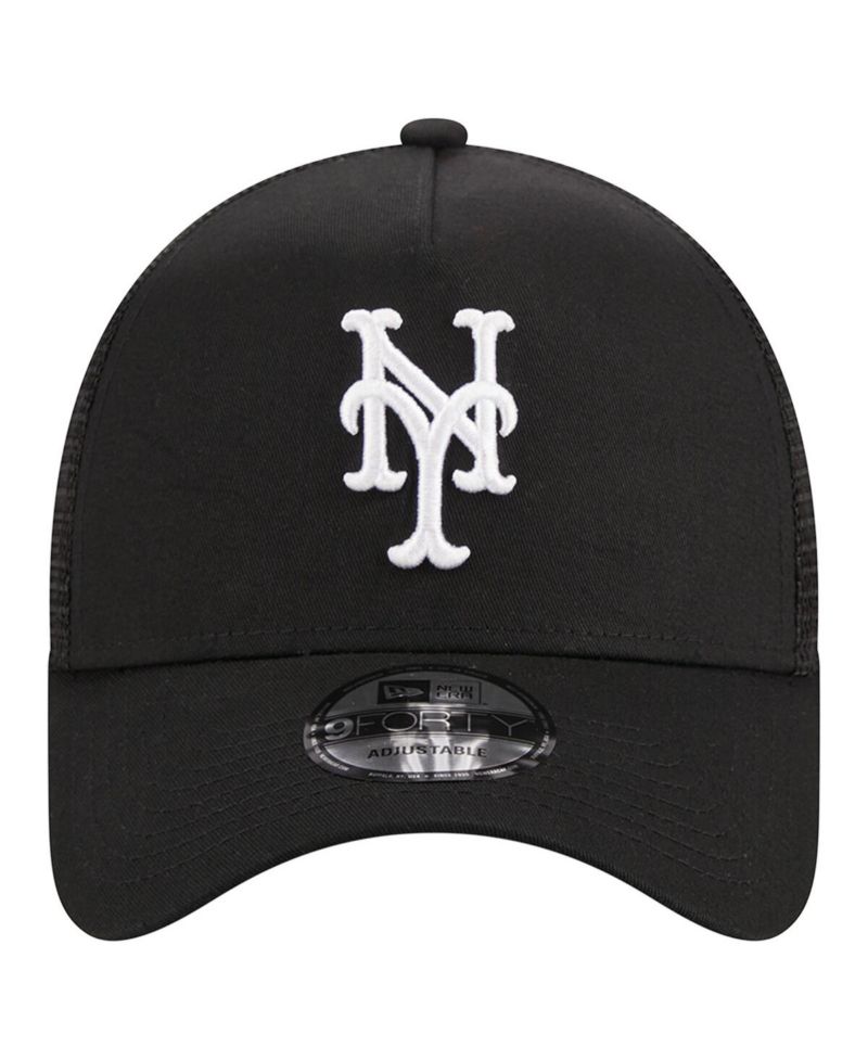 Men's Black New York Mets A-Frame 9FORTY Trucker Adjustable Hat