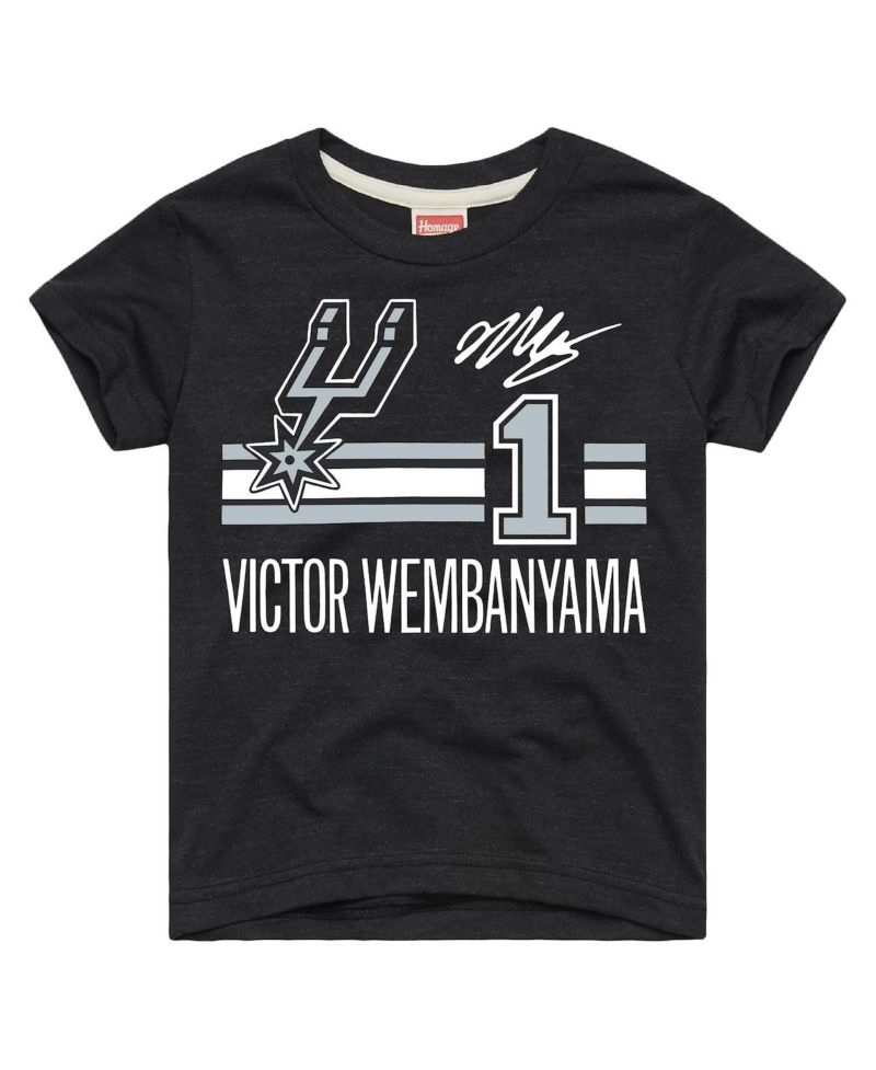 Big Boys and Girls Victor Wembanyama Charcoal San Antonio Spurs Remix Signature Name & Number Tri-Blend T-Shirt
