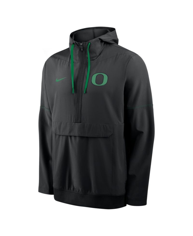 Men's Black Oregon Ducks 2026 Sideline Anorak Half-Zip Hoodie