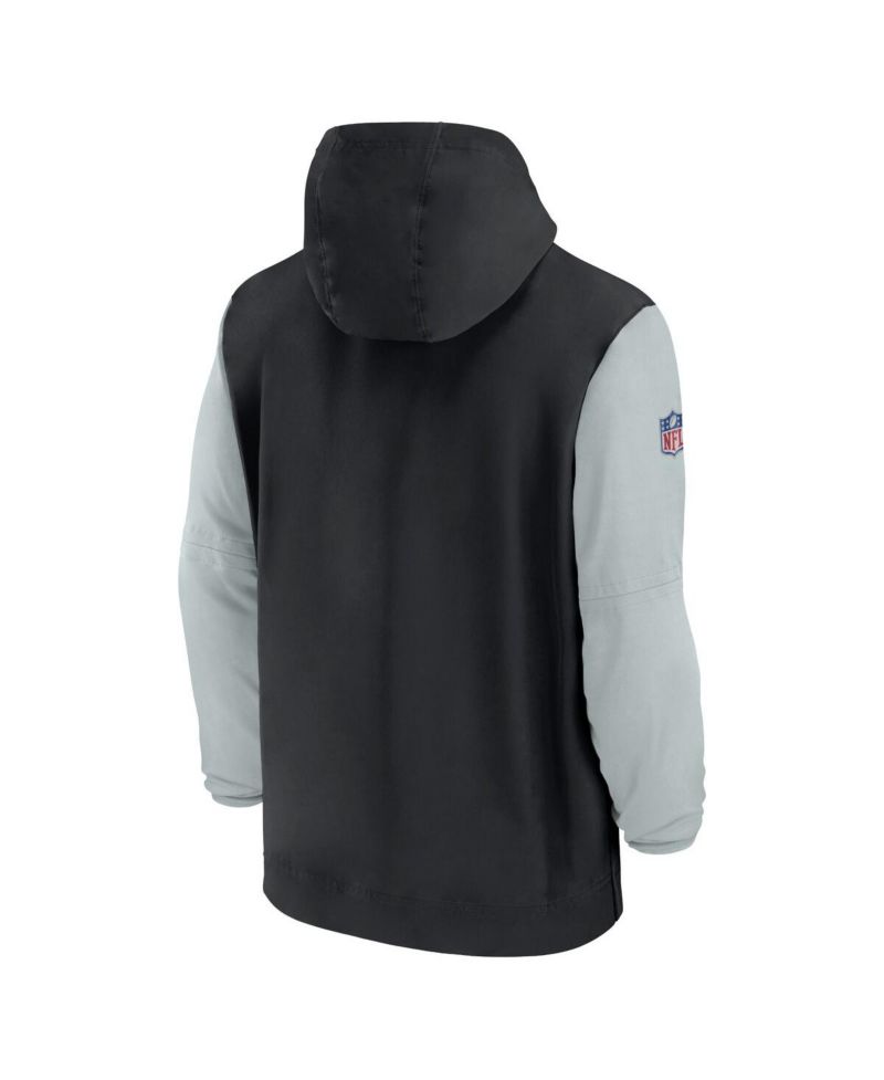 Men's Black/Silver Las Vegas Raiders 2024/25 Sideline Pre-Game Player 1/2-Zip Hoodie Jacket