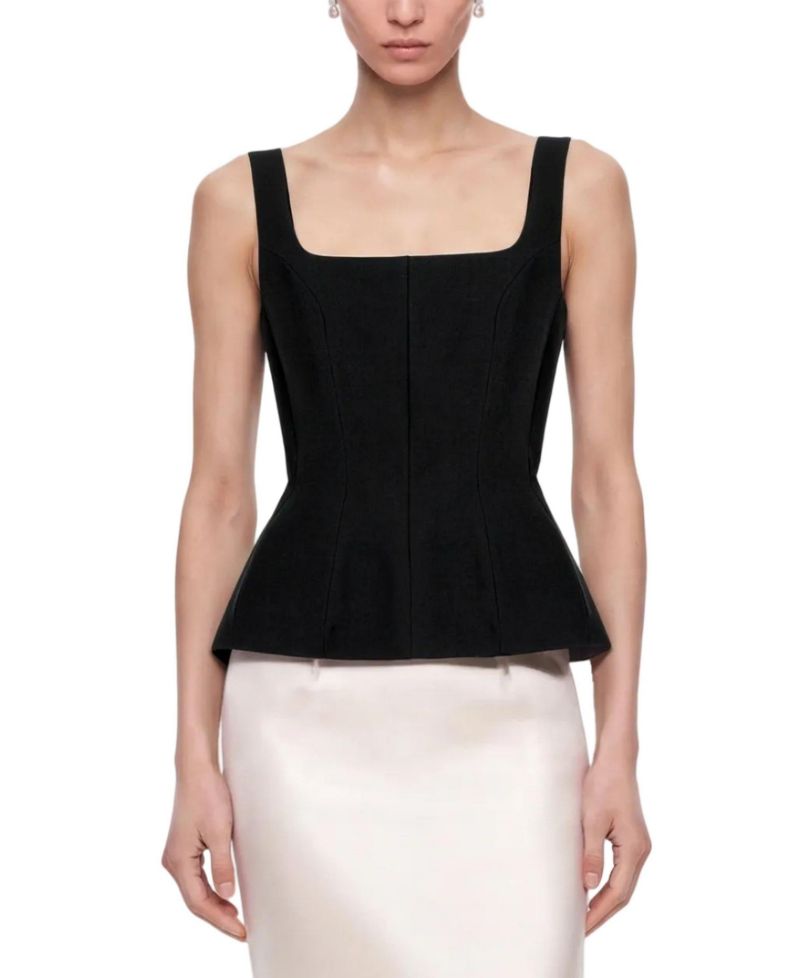 Women's Boned Square Neck Peplum Bustier Top
