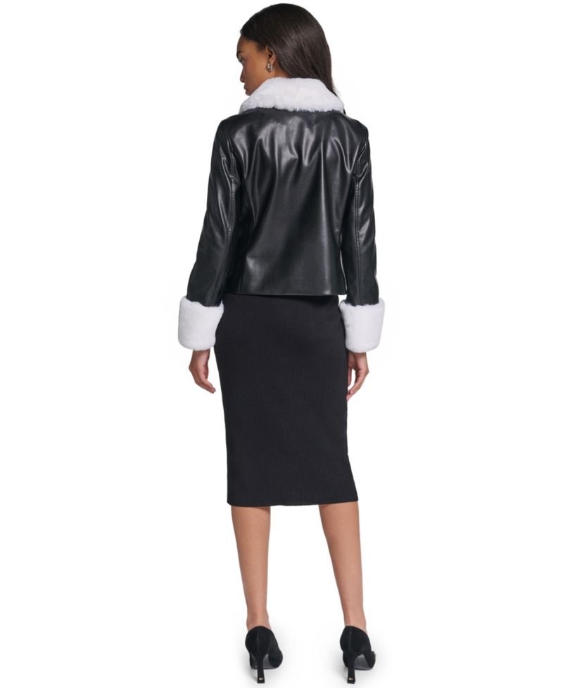Women's Faux Fur Collar Double-Breasted Jacket