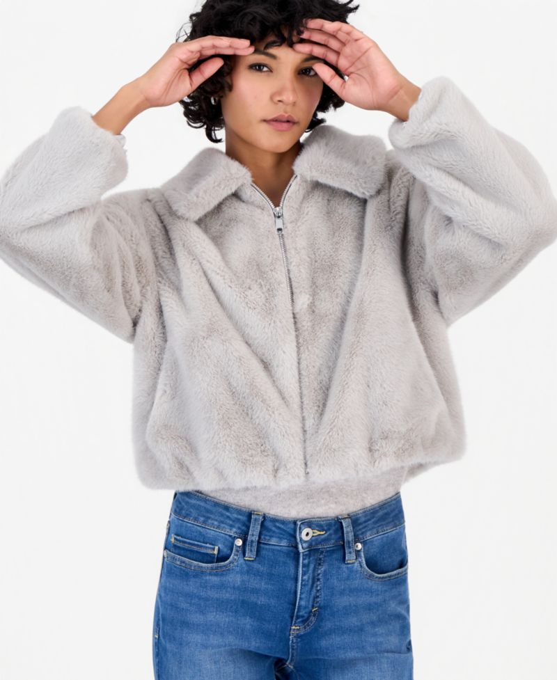 Petite Faux Fur Bomber Jacket