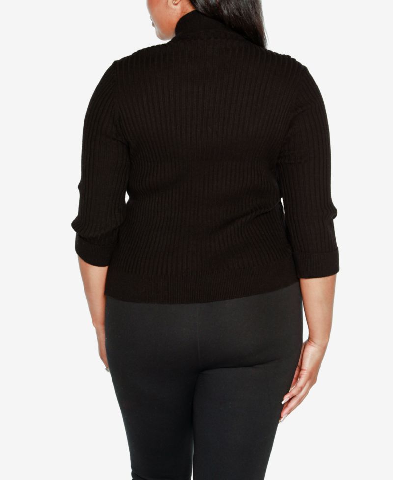 Black Label Plus Size Ribbed Quarter-Zip Sweater