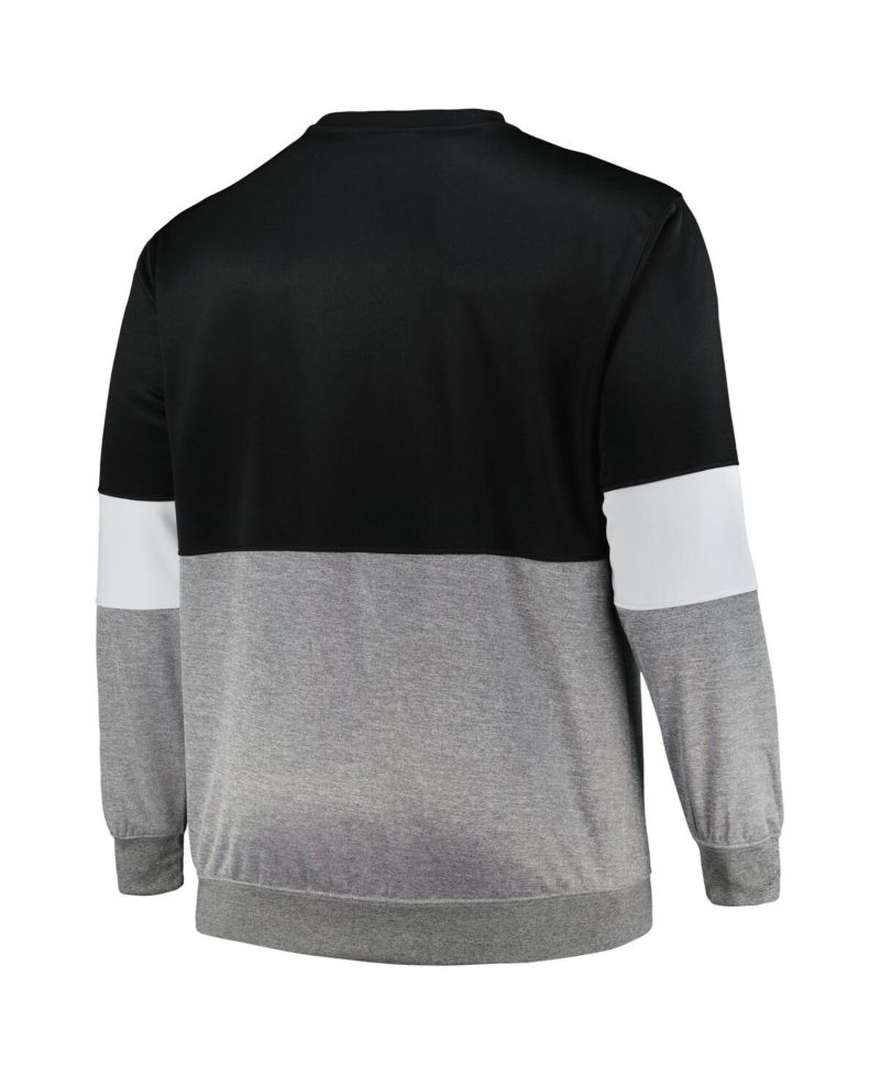 Men's Black, Heather Gray Brooklyn Nets Big and Tall Split Pullover Sweatshirt