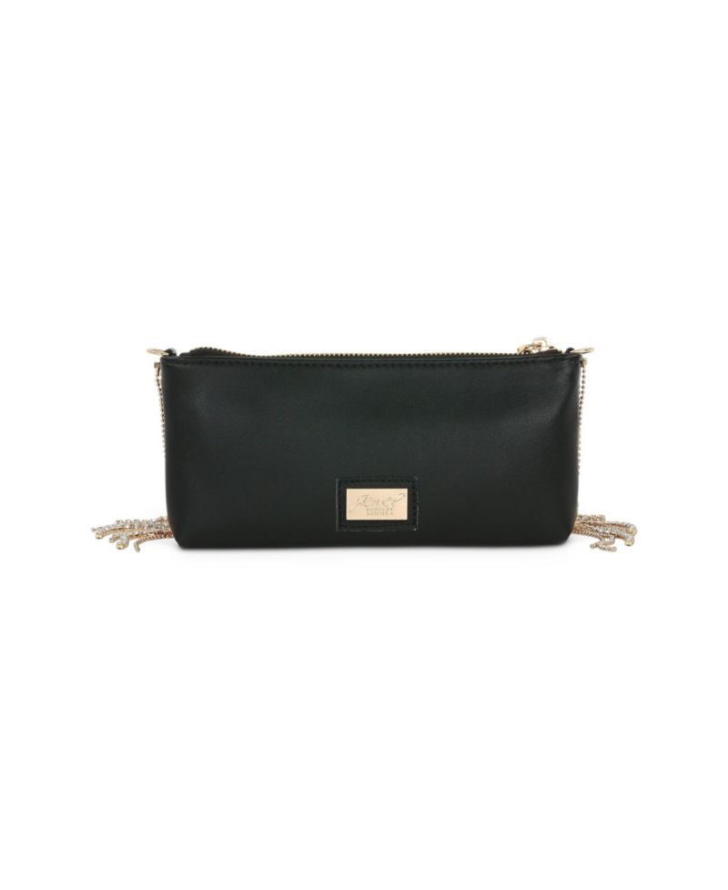 Woman's Piper Crystal Fringed Leather Zip Top Crossbody