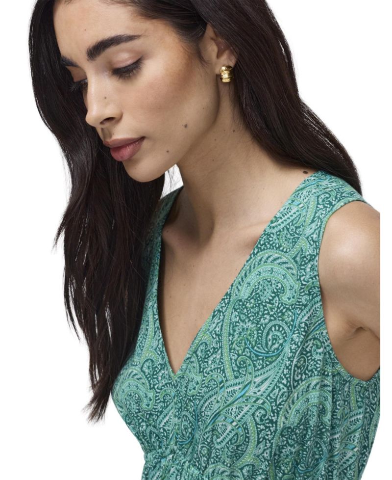 Women's Shannon Tiered Paisley Midi Dress with Pockets
