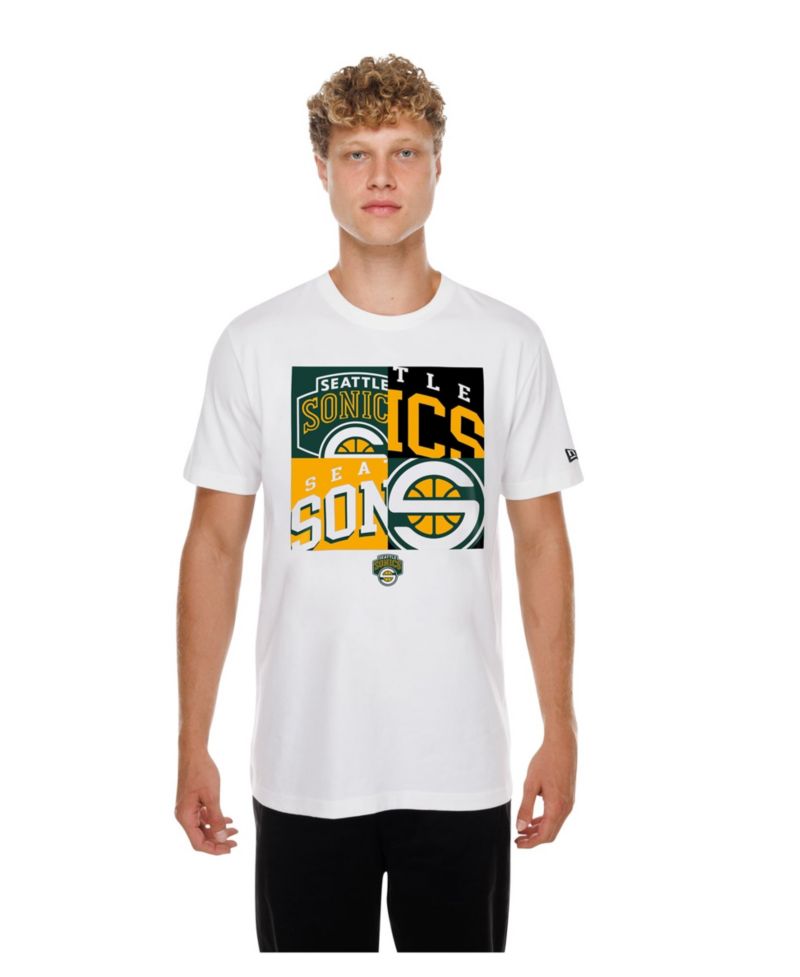Men's White Seattle SuperSonics Block Logo T-Shirt