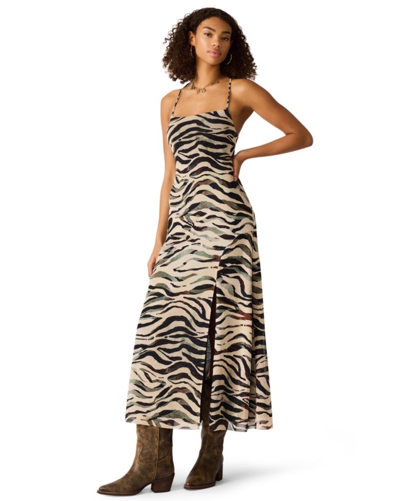 Women's Adella Square Neck Zebra Print Maxi Dress