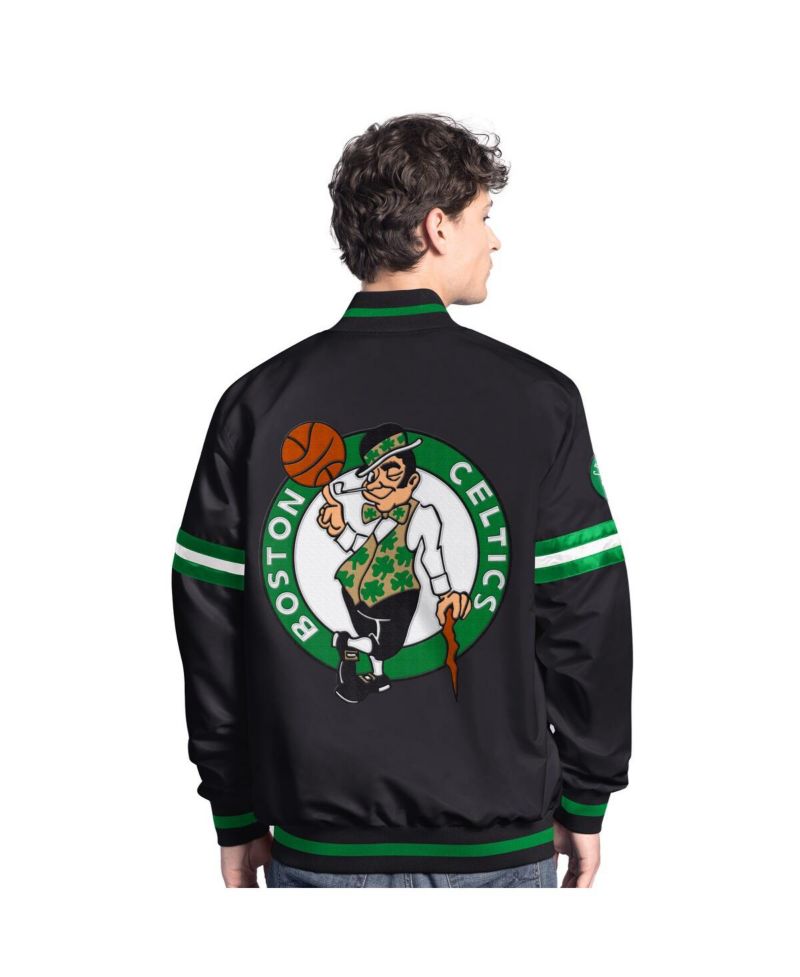 Men's Black Boston Celtics Scout Varsity Full-Snap Jacket