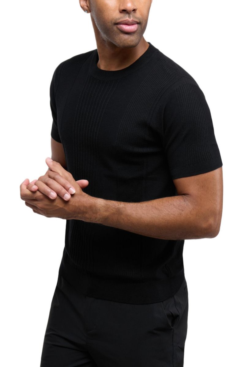 X RAY Men's Crew Rib Neck Raised Stripe Sweater