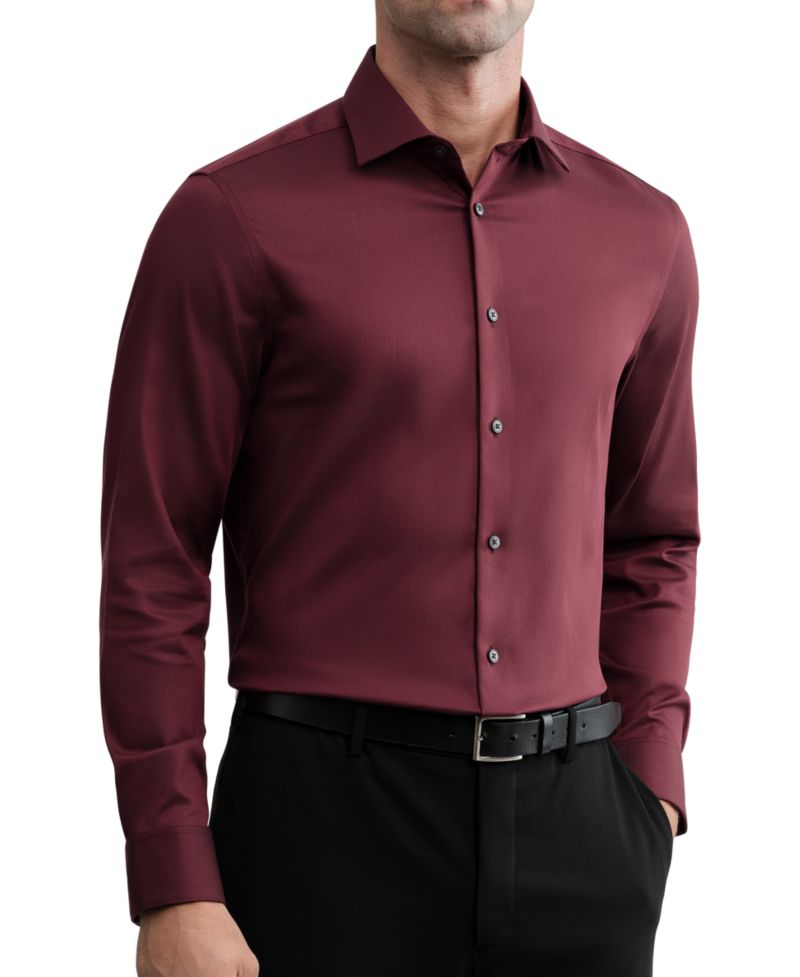 Men's Performance Wrinkle Free Slim-Fit Spread-Collar Dress Shirt