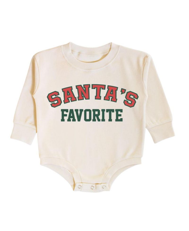 Baby Boys Santa's Favorite Christmas Long Sleeve Romper