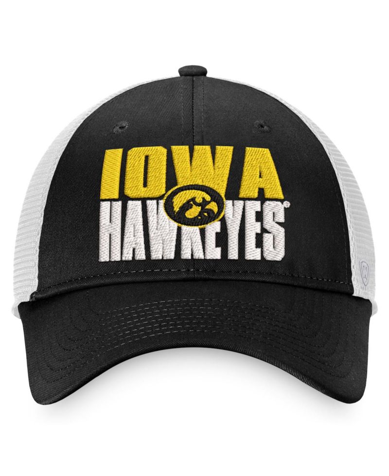 Men's Black, White Iowa Hawkeyes Stockpile Trucker Snapback Hat