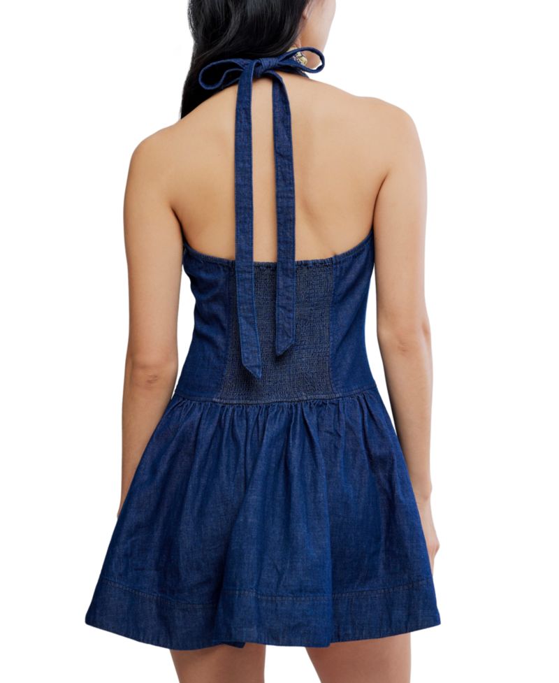 Women's Clean Break V-Neck Denim Cotton Mini Dress
