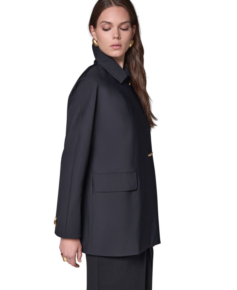 Women's Buttoned Water-Resistant Lined Raincoat