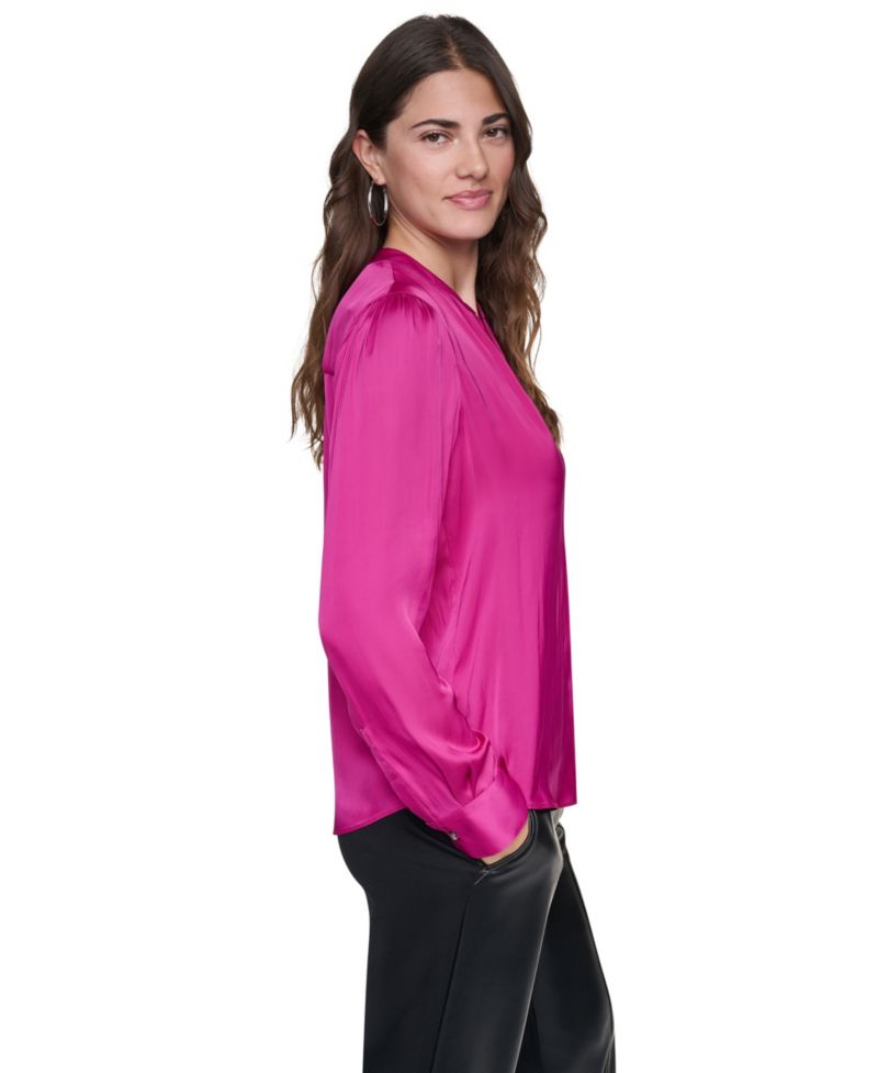 Women's Long-Sleeve V-Neck Regular-Fit Blouse