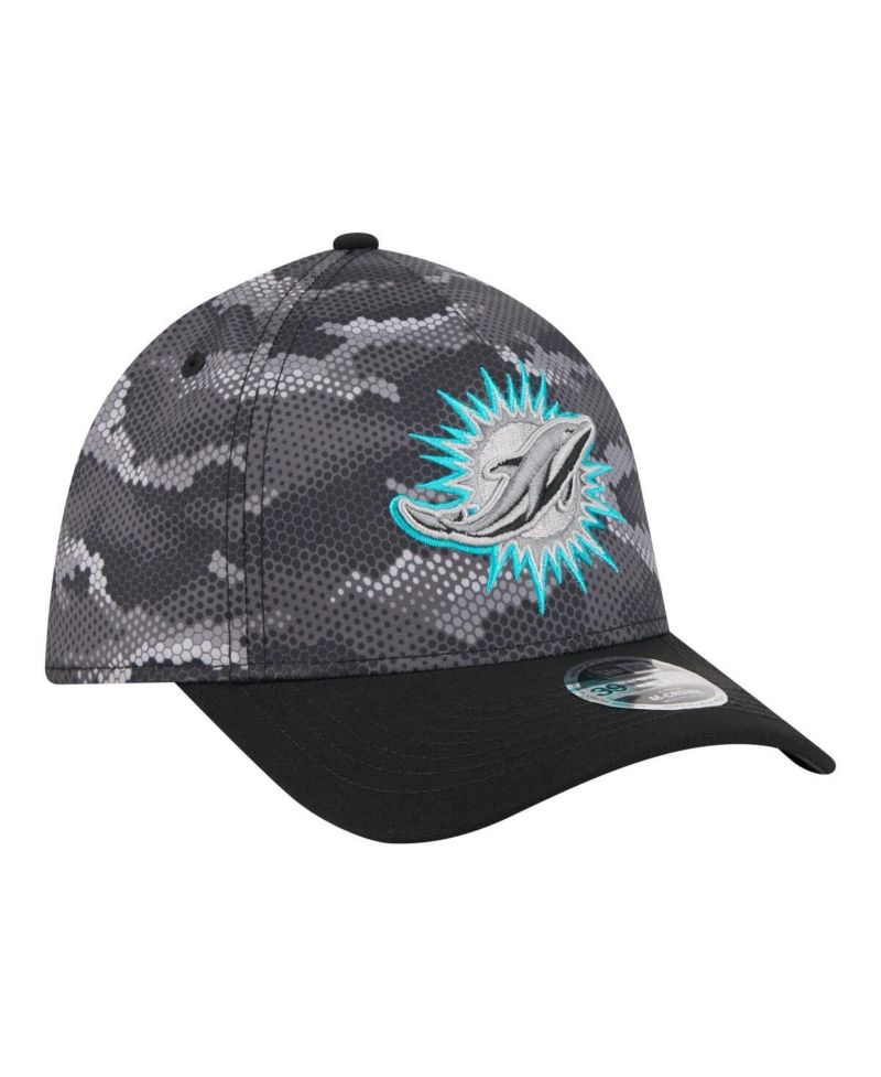 Men's Black Miami Dolphins Camo A-Frame 39THIRTY Flex Hat